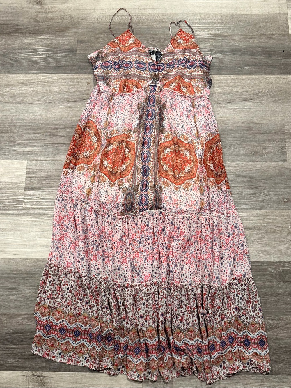 Wrangler Retro Women’s Plus Bohemian Floral V-Neck Maxi Dress Sz 3XL Smocked